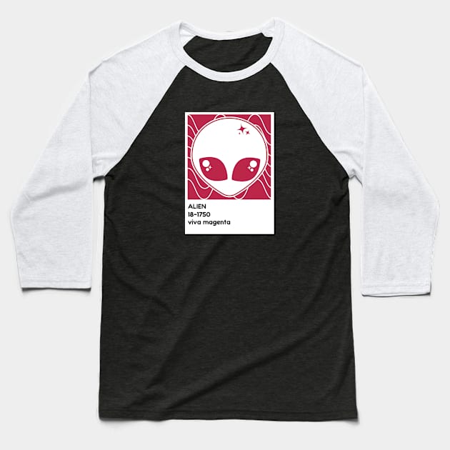Kawaii Alien Viva Magenta Baseball T-Shirt by Sasyall